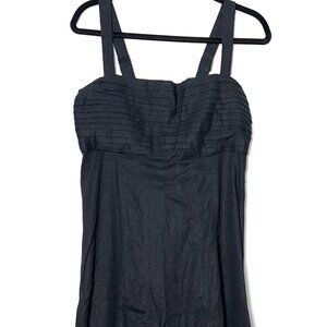 Abercrombie & Fitch Emerson Fit & Flare Midi Linen Sleeveless Dress Black L New